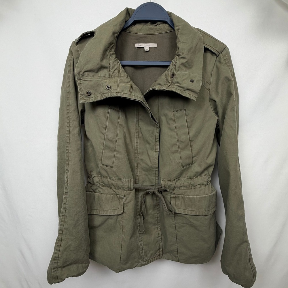 Gap Womens Olive Green Utility Field Jacket Cotton Drawstring Waist XS